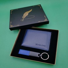 Hobilinka Kutulu Mavi Deri Cüzdan ve Anahtarlık Seti