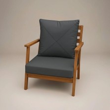 Gullfoss Gri Pofidik Arkalıklı Bahçe ve Balkon Sandalye Minderi Seti