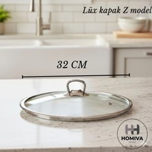 Homiva Home Cam Tencere Kapağı-32 cm