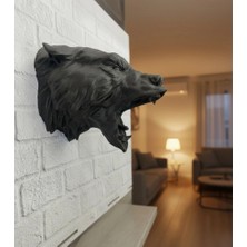 Hobilinka 3D Siyah Ayı Başı Duvar Süsü Özel Tasarım Dekoratif Heykel 25X19 cm