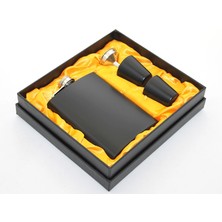 Hobilinka Paslanmaz Çelik 2 Shot Bardaklı Matara Seti Siyah Renk