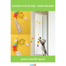 Feyza Design Çok Renkli Elastik Kedi Oyun Oltası Çanlı Eğlence