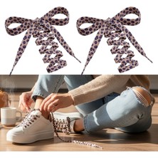 İpekbazaar 120 cm Leopar Desenli Yassı Ayakkabı Bağcığı, Günlük Sneaker Spor Ayakkabı Için Desenli Bağcık