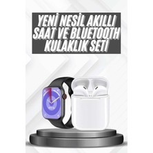 Hobilinka Akıllı Saat Gümüş Kasa Bluetooth Kulaklık Hediyeli Çok Fonksiyonlu Ikili Set