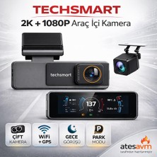 Techsmart 2 Kanal 2k + 1080P Araç Içi Kamera | Wifi Gps Gece Görüşlü Çift Kamera Araç Dvr