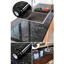 Hobilinka Siyah Mermer Desenli Yapışkanlı Kaplama Kağıdı 5 Metre