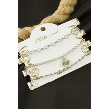 Bijuteri Net Çiçek Zincir Bileklik 3 Adet