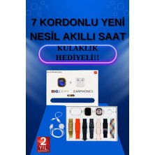 Hobilinka Akıllı Saat 7 Kordonlu Kulaklık Hediyeli Nabız Ölçer Uyku Takibi Sesli Görüşme