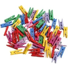 Hobilinka 100LÜ Renkli Ahşap Mandal Seti 2.5 cm