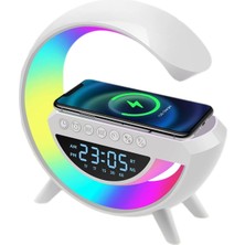 Hobilinka Kablosuz Şarjlı Hoparlör Speaker G Kasa Rgb Işıklı Saat Fm Radıo Alarm Bt USB Tf Aux (4887)