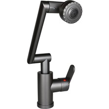 Hobilinka Gri - 1080 Derece Dönebilen Çok Fonksiyonlu Musluk Batarya KTX-3308 (4887)