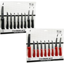 Hobilinka 9pcs Tırtırlı Bıçak Seti 1AD 24CM Ekmek 2AD 10CM Sebze 6AD 6.5cm Meyve (4887)