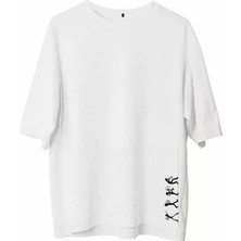 Etiler Collection Unisex Bisiklet Yaka Baskılı Oversize T-Shirt - Beyaz