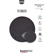 Karmen Halı Post Touch TH001D Antrasit Halı Post Peluş Kürk Halı Yuvarlak Daire