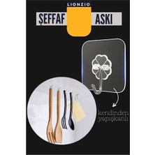Hobilinka Şeffaf Yapışkanlı Askı Mutfak Banyo Duvar Askısı Çivisiz Pratik Kanca Seti