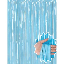 Hobilinka Soft Mavi Püsküllü Kapı Perdesi - Parti, Baby Shower, Sünnet Süsü, Cinsiyet Partisi 1x2 M (48