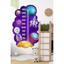 Uzay Mekiği Temalı Dekoratif Çocuk Boy Ölçer Sticker – Duvar Cetveli Takip Çizelgesi