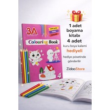 Emrah Gültekin 3A Boyama Kitabı No:4 ve 4 Adet Kuru Boya Kalemi Hediyeli Çocuk Boyama Kitabı Okulda Dağıtmalık