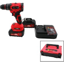 Hobilinka Kömürsüz 36V - Darbeli Kırmızı Şarjlı - Yedek Batarya - 5.0AH Prof.matkap Seti Çantalı F-136