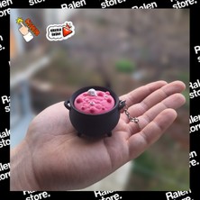 Ralen Cadı Kazanı Tasarımlı Clicker Anahtarlık – Basmalı Fidget Özellikli 3D Baskı Anahtarlık, Stres Giderici Mini Oyuncak