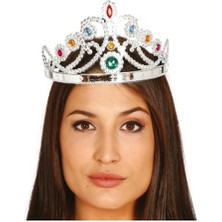 Hobilinka Gümüş Renk Plastik Prenses Tacı Kraliçe Tacı 60 cm