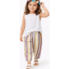 Fancy Kids Antalya Kız Çocuk Çizgili Yazlık Alt-Üst Takım – Beyaz Bluz & Renkli Pantolon