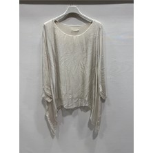 Della Moor Bej Italyan Yarasa Kol Asimetrik Kesim Astarlı Ipek Bluz