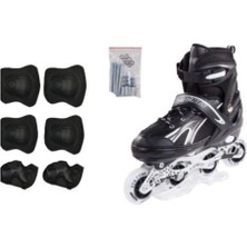 Feyza Design Siyah Çocuk Paten ve Dizlik Takımı - Güvenli Kaykay Ekipmanı