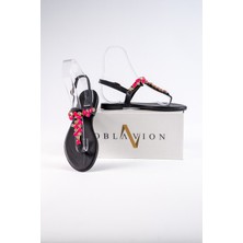 Oblavion Lavion Hakiki Deri Taşlı Kadın Sandalet