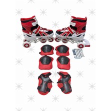 Feyza Design Ayarlanabilir Çocuk Silikon Tekerlekli Işıklı Paten ve Koruma Seti