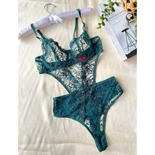 Hama Love Kadın Yeşil Dantel Iç Çamaşır Takımı Bodysuit