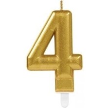 Moresun Buğz 4 Rakam Mum Gold Renk