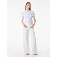 Koton Pamuklu Slim Fit Kısa Kollu Çizgili Gömlek