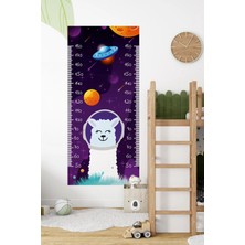 Lama Uzayda Temalı Dekoratif Çocuk Boy Ölçer Sticker – Duvar Cetveli Takip Çizelgesi