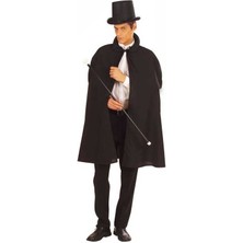 Hobilinka Siyah Sihirbaz Pelerini 120 cm ve Sihirbaz Şapkası 12 cm Yetişkin Boy