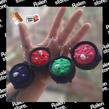 Ralen Cadı Kazanı Tasarımlı Clicker Anahtarlık 4'lü Set – Basmalı Fidget Özellikli 3D Baskı Anahtarlık, Stres Giderici Mini Oyuncak