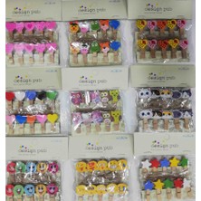 Hobilinka 10'lu Şekilli Ahşap Mandallar 3.5cm (10'lu Set-10 Paket)