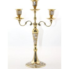 Hobilinka Pirinç Sedefli 3'lü Şamdan 26096