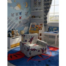 Lensa Home Çocuk Koltuğu Komple Sünger Katlanabilir Yataklı - Çocuk Minderi 0-4 Yaş Uçak Desen