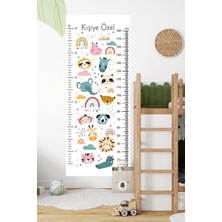 Kişiye Özel Hayvanlar Temalı Dekoratif Çocuk Boy Ölçer Sticker – Duvar Cetveli Takip Çizelgesi