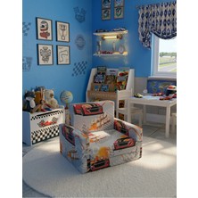 Lensa Home Çocuk Koltuğu Komple Sünger Katlanabilir Yataklı - Çocuk Minderi 0-4 Yaş Turuncu Araba