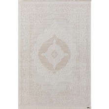 Karmen Halı Truva 8342 Krem Halı Bej Detaylı Kalın Akrilik Tozuaz Modern Klasik Salon Halısı Koridor