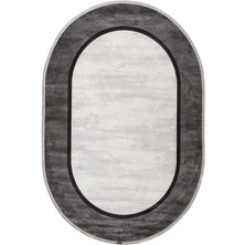 Karmen Halı Trend 4101 Gri Oval Akrilik Pamuk Yumuşak Modern Mutfak Yatak Odası Salon Oturma Odası Halısı