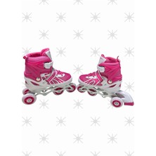 Feyza Design Orjinal Işıklı 2 + 1 Pembe Kız Çocuk Patenleri