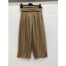 Della Moor Camel Kadın Italyan Beli Korseli Astarlı Ipek Pantolon