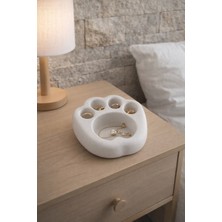 Dtm Home Paw Serisi Dekoratif Aksesuar Kabı –  Beyaz Modern Takı Düzenleyici, Minimal Taş Dokulu Salon Objesi