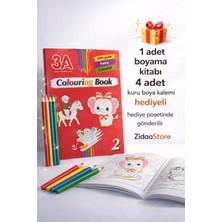 Emrah Gültekin 3A Boyama Kitabı + 4 Adet Kuru Boya Kalemi Hediyeli Çocuk Boyama Kitabı Okulda Dağıtmalık