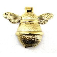 Hobilinka Antika Tarz Dekoratif Pirinç Arı Kapı Tokmağı, Taktak - KÜÇÜK,123X150MM, Sarı