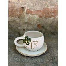 Harfli Seramik Kahve Fincanı Mug Kupa 24K Altın Kaplama