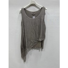 Della Moor Vizon Italyan Asimetrik Kesim Etek Ucu Pul Payetli Sıfır Kol Astarlı Ipek Bluz